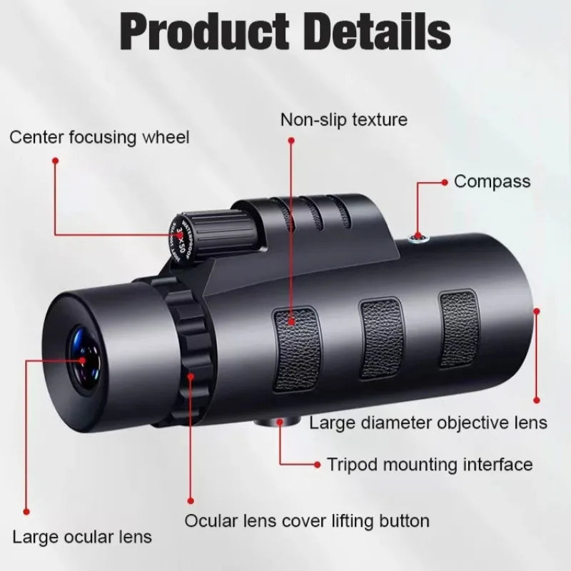 Shimmering High Power Binoculars Outdoor Single Eye HD Night Vision with Cell Phone Telescope