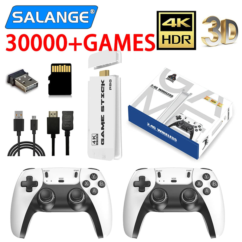 4K Pro Game Stick 64G 30000+ Video Game Console 2.4G Double Wireless Controller 4K Retro Game TV Stick Retro Classic Games