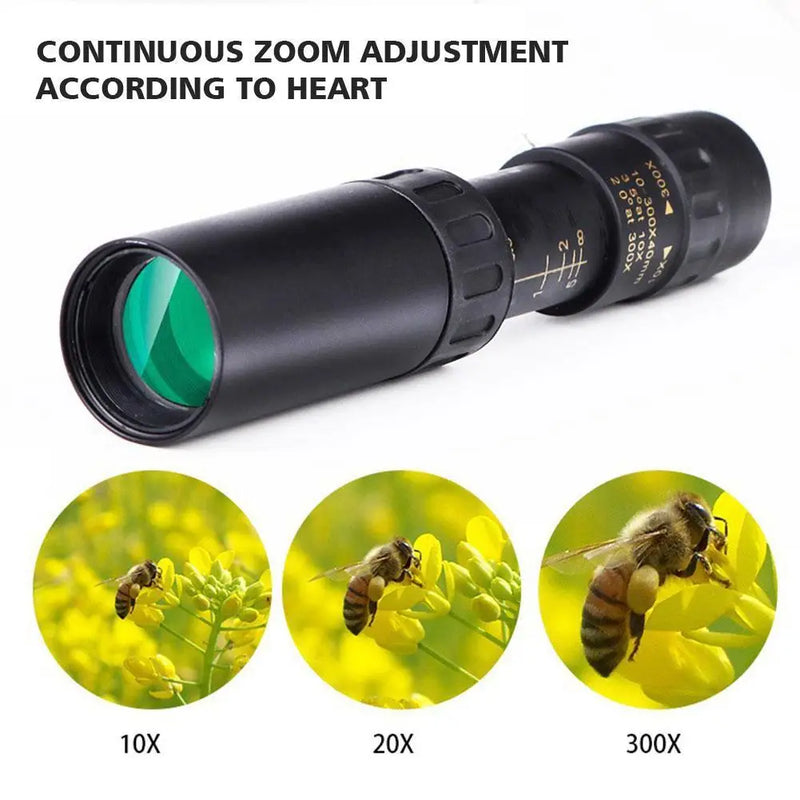 10-300x Zoom Portable Strong Binoculars Long Range Professional Spyglass Monocular Telescope Low Night For hunting phone lens