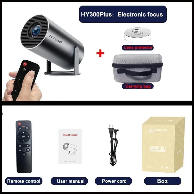 2024 new HY300 Pro plus Projector Android 4K 1280*720P Dual Wifi  Video  Portable Outdoor home hd led proyector cine en casa