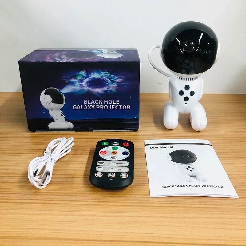 Galaxy Projector Starry Night Light, Space Black Hole Robot Starry Night Projector with Remote Control, Dimmable, For Game Room