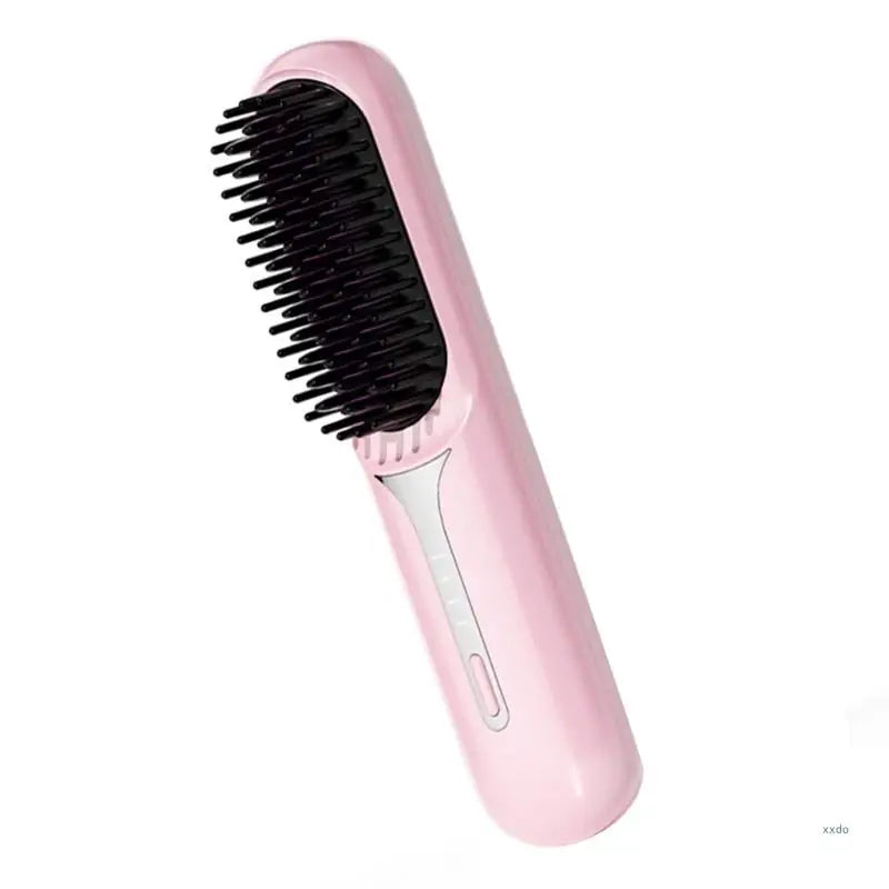 Travel Friendly Cordless Hair Straightener Brush With Adjustable Temperature Rechargeable Styling Comb Fast Heating