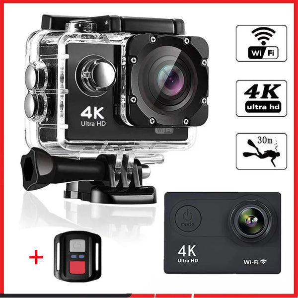 Ultra HD 4K Action Camera H9R WiFi 12MP 2" LCD 30M  Waterproof 170D Remote Control Helmet Bicycle Video Camera Outdoor Sport Cam