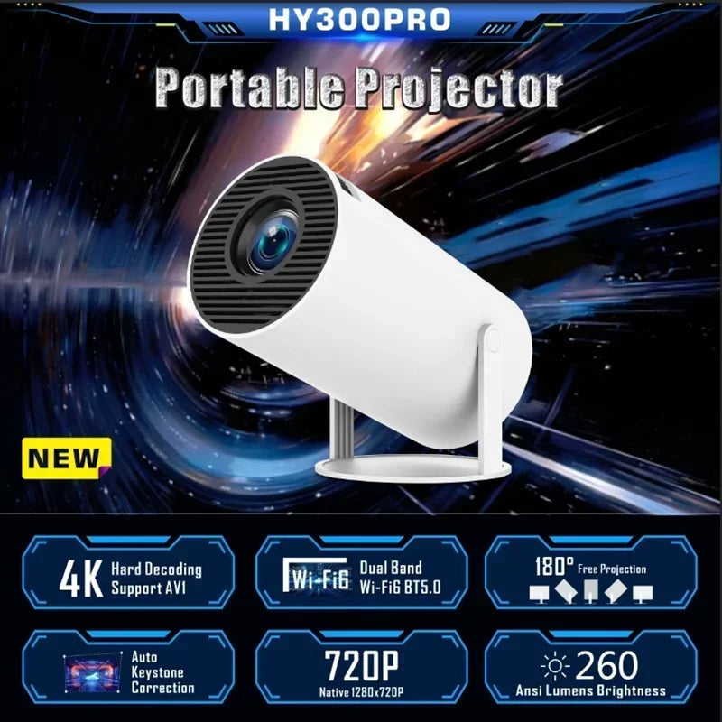 2024 new HY300 Pro plus Projector Android 4K 1280*720P Dual Wifi  Video  Portable Outdoor home hd led proyector cine en casa