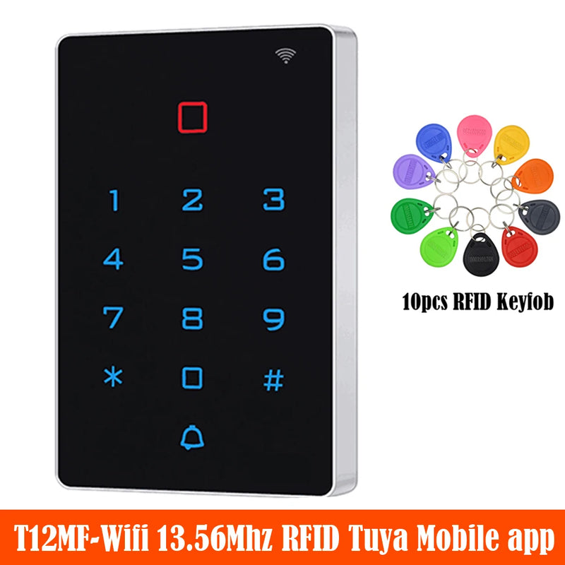 Wifi Tuya App RFID Access Control Keypad 2000 User EM 125KHz or IC Standalone Touch Card Reader for Access Control System