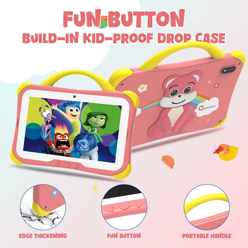 CWOWDEFU 7" Kids Tablet Android 14 8GB 64GB Octa Core WiFi6 Google Play Children Tablets for Girl Education Gift 4000mAh Hebrew