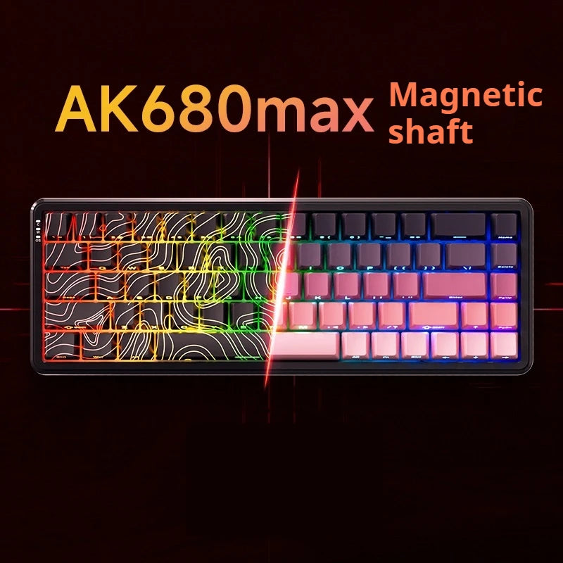 Ajazz Ak680max Magnetic Switch Keyboard Wired 68Keys E-Sports Game 8k Return Rate PC Office Game Mechanical Keyboard Custom Gift