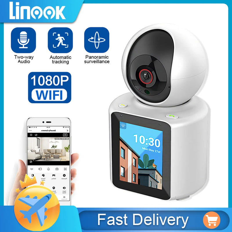 Linook HD 1080P 360PTZ Mini Home CCTV Connection Phone One Click Video Call Indoor Wireless CCTV Camera Night Vision