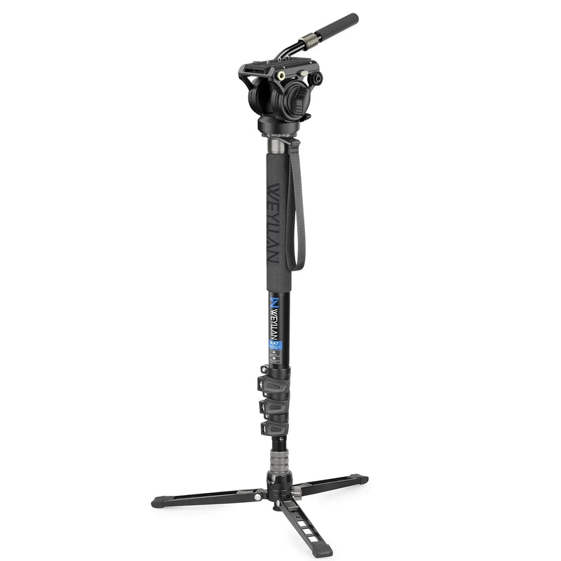 WEYLLAN KA7 Professional Video Monopod Kit Unipod and Fluid Head Travel Tripod Stand Telescopic Handheld Monopod For DSLR Camera