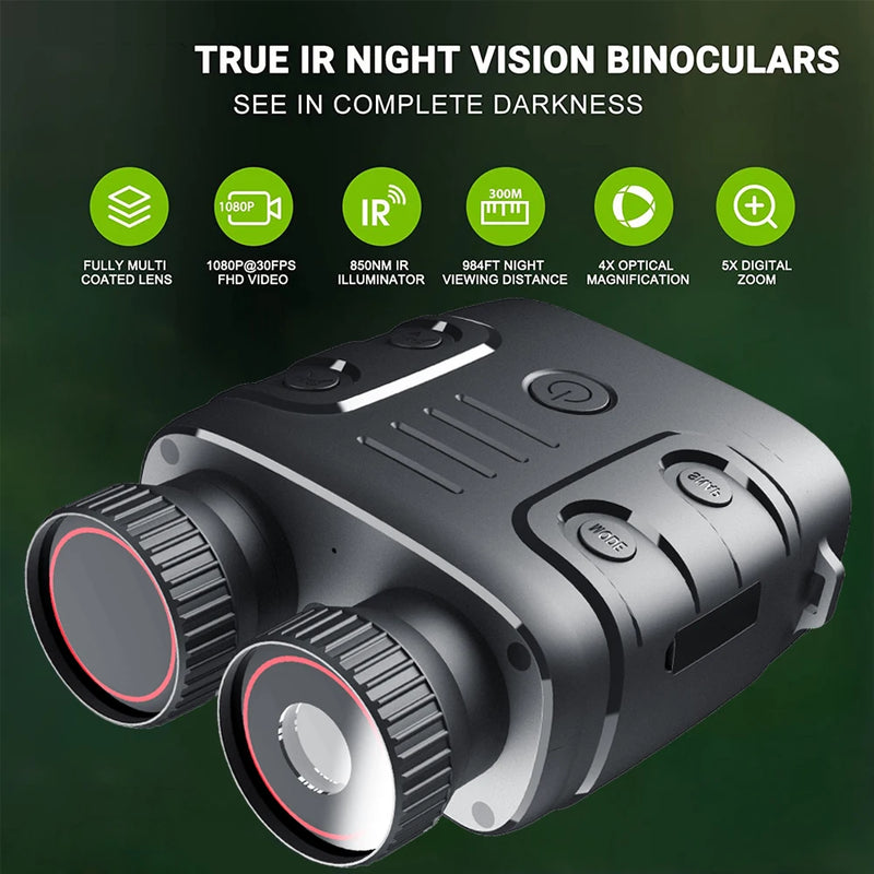 1080P 5X Digital Zoom Binocular 984Ft 7-Level Infrared Night Vision Telescope With 3800mAh Battery for Outdoor Hunt Camp Boat