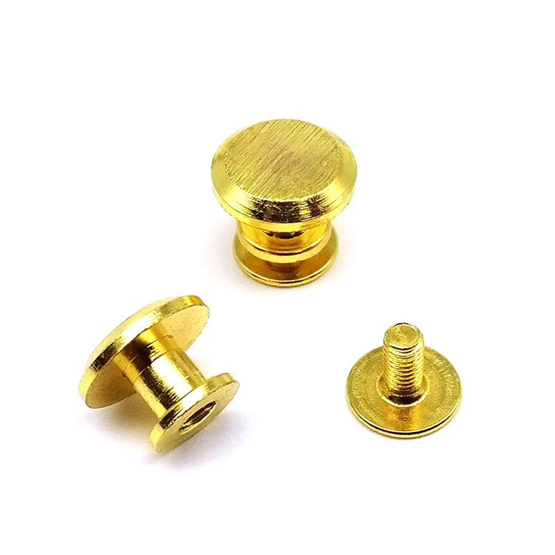 10pc High Quality Solid Brass Flat Round Head Screwback Chicago Screw Back Nail Rivet Stud Spot for Leather Craft Bag Belt Strap