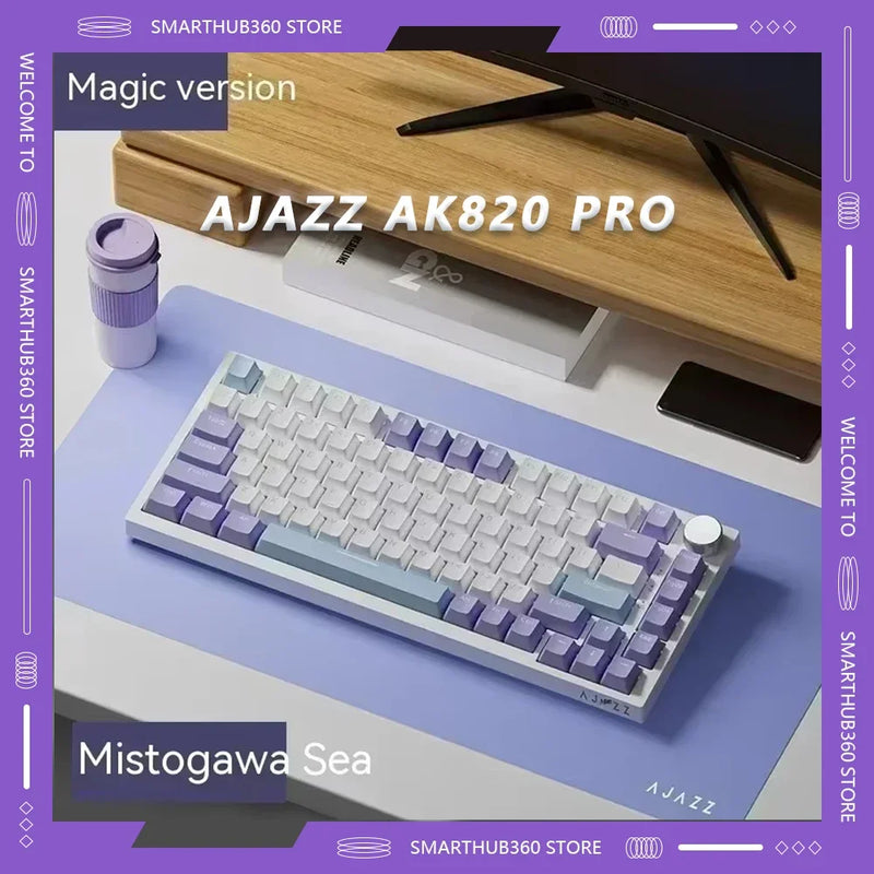 AJAZZ AK820 Pro Mechanical Keyboard Three Mode Wireless Multifunctional Knob Custom Screen Gaming Keyboard Gaming Accessories