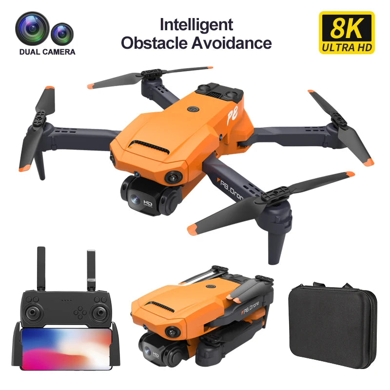 New P8 RC Drone with 8K HD Camera Obstacle Avoidance Folding Drone 8K Aerial Photography Quadcopter Remote Control Plane Toys