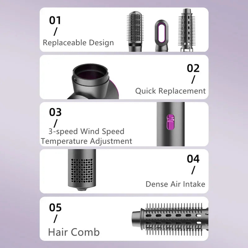 HATV 3 In 1 Electric Hair Dryer Hot Heating Hair Comb Wet Dry Hair Brush Curler Styling Tool Household