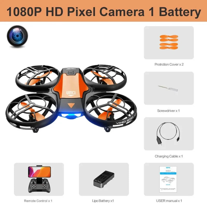 Mini RC Drone Camera HD Wide Angle Camera 1080P WiFi fpv Dron Camera Height Keep Drones Camera RC Quadcopter Chirstmas Toys V8