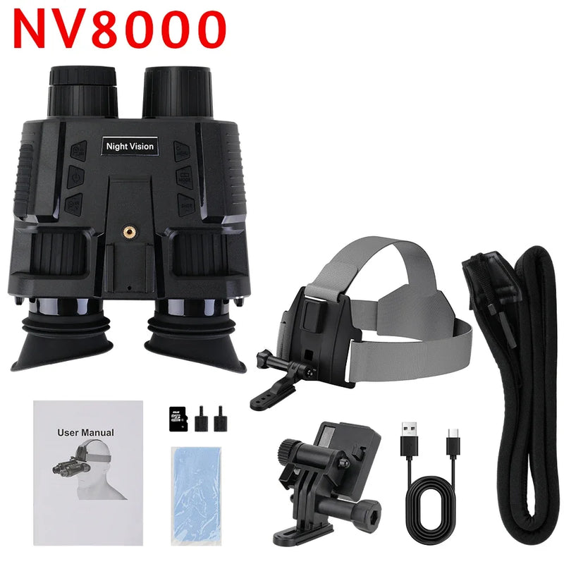 NV8300 NV8000 Head Mount Binocular Telescope 8X Digital Zoom 4K UHD Built-in Battery 7levels IR Helment Night Vision for Hunting