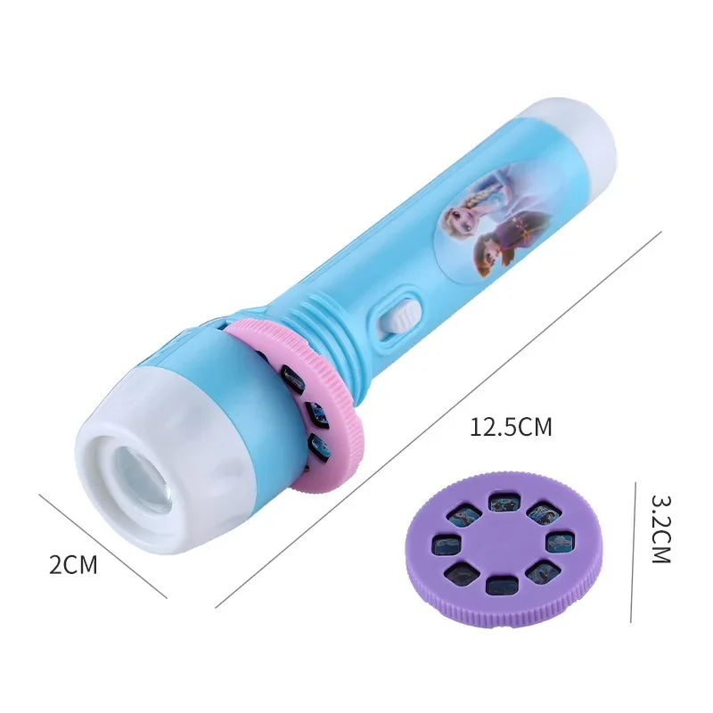 Disney Projection Flashlight Toys Cartoon Lights Spiderman Mickey Frozen Pattern Game Early Childhood Projection Flashlight Gift