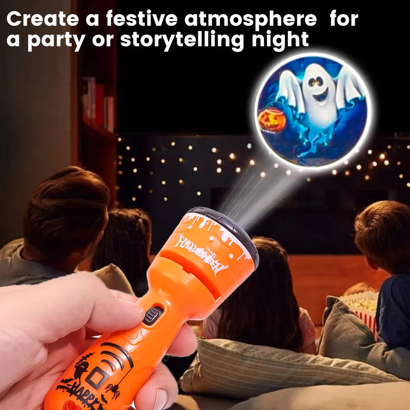 Projection Flashlight Toys Baby Cartoon Lights Ghost Pumpkin Pattern Game Early Childhood Halloween Projection Flashlight Gift