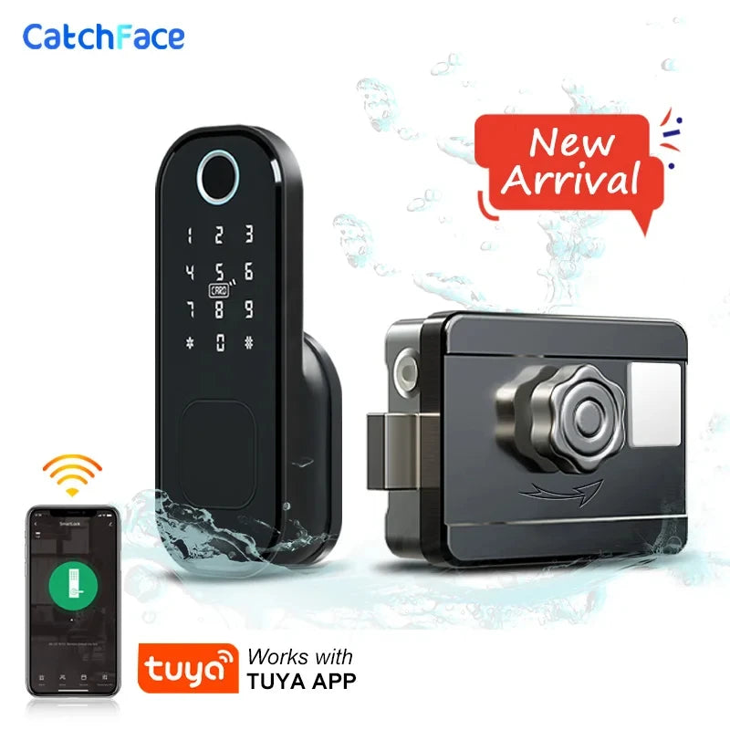 Fingerprint Waterproof Outdoor Garden Lock Remote Control TUYA WIFI App Code Keyless Smart Door Lock Electric Rim Lock