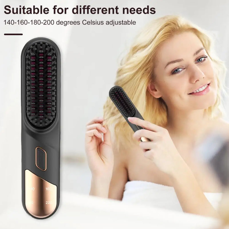 Wet Dry Hair Straightener Cordless Hair Straightener Brush with Fast Heating Negative Ions for Fluffy Curly Hair for Electric