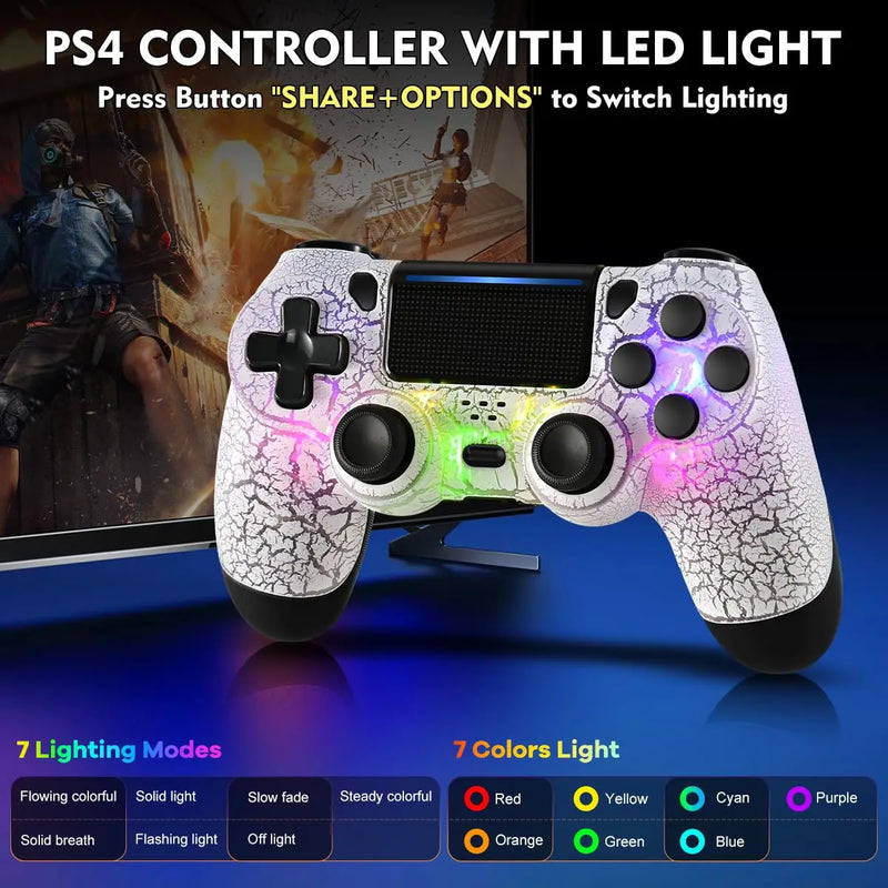 RGB Controller for PS4 Slim Pro Joystick Gamepad Dual Vibration Wireless Bluetooth Joypad For PlayStation 4 Joypad PC/Android