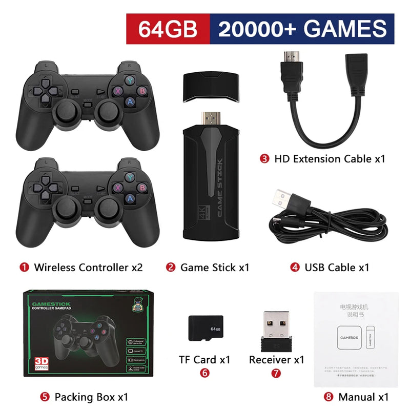 M8 Plus 256G 40000+ Games Video Game Console 2.4G Wireless Controller Emuelec 4.3 System 4K HD Retro Game Stick for PS1/GBA/N64