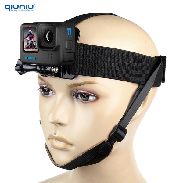 QIUNIU Head Strap Belt Harness Mount with Chin Strap for GoPro Hero 13 12 10 9 8 Akaso DJI Osmo Action Camera Go Pro Accessories