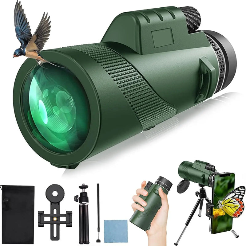 Monocular Telescope, 80x100 HD Monoculars for Adults, High Power Monocular for Smartphone,Compact Portable Waterproof Monocular