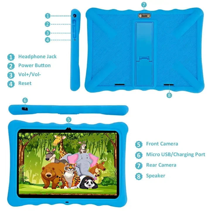 Present 10.1 Inch Kids Tablet Android 10.0 Video Calls IPS Screen Phone Call Wifi Bluetooth Play Store tabs For Educational