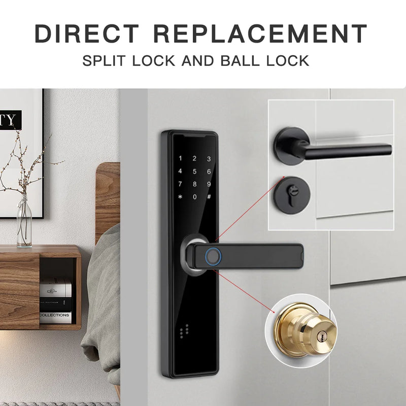 PHIPULO Tuya Bluetooth Electronic Door Lock Work with Digital Smart Lock App Remote Unlocking Digital Door Lock 2024 New