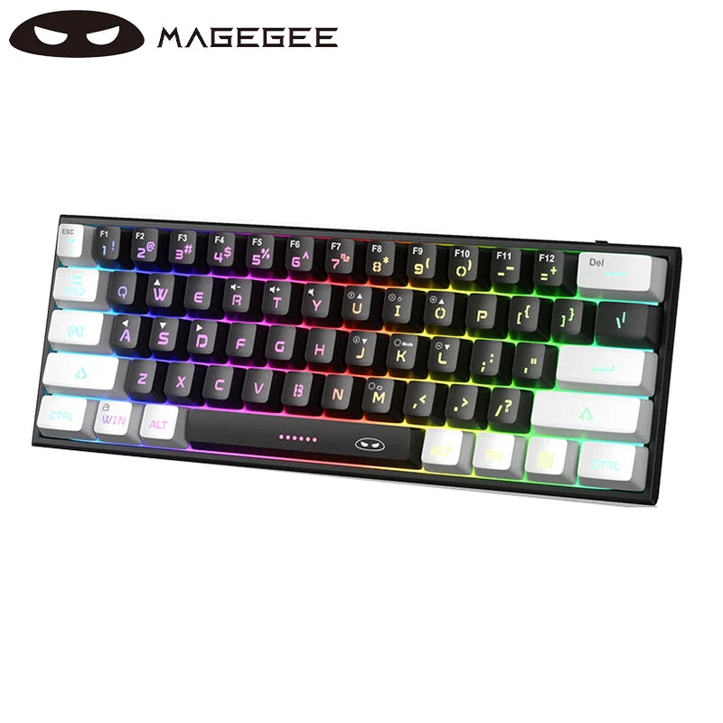 MageGee TS91 60% Mini Membrane USB  Keyboard, 61 Key Wired RGB Backlit Gaming Office Computer Keyboard for Windows/Mac