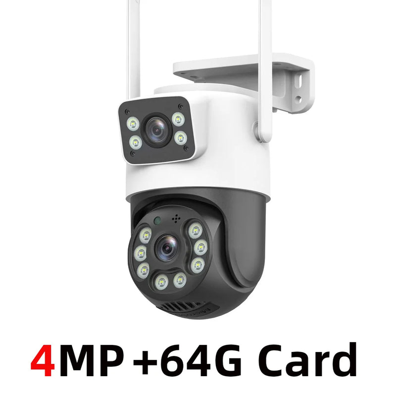 8MP Outdoor Wifi PTZ Camera Dual Lens Dual Screen AI Auto Tracking IP Video Surveillance Camera CCTV Two Way Audio