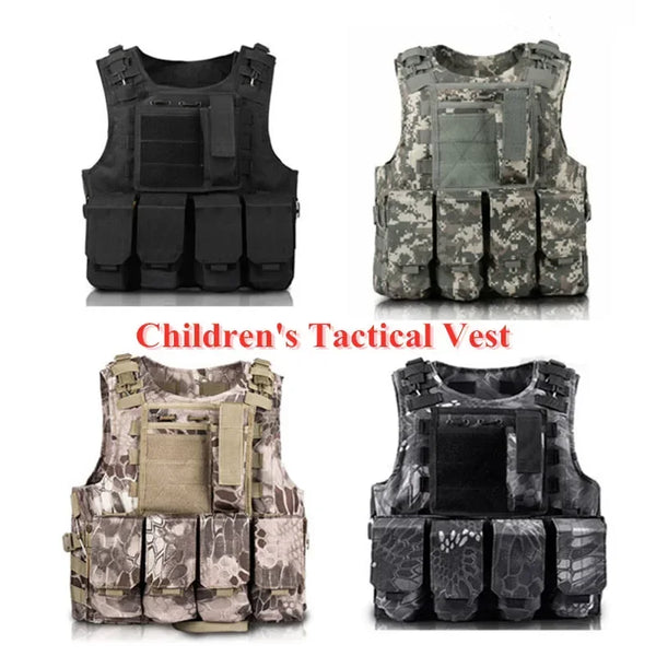 Children Outdoor CS Shooting Protection Gear Vest Kid Hunting Combat Training Camping Hunting Multi-function Tactical Waistcoat