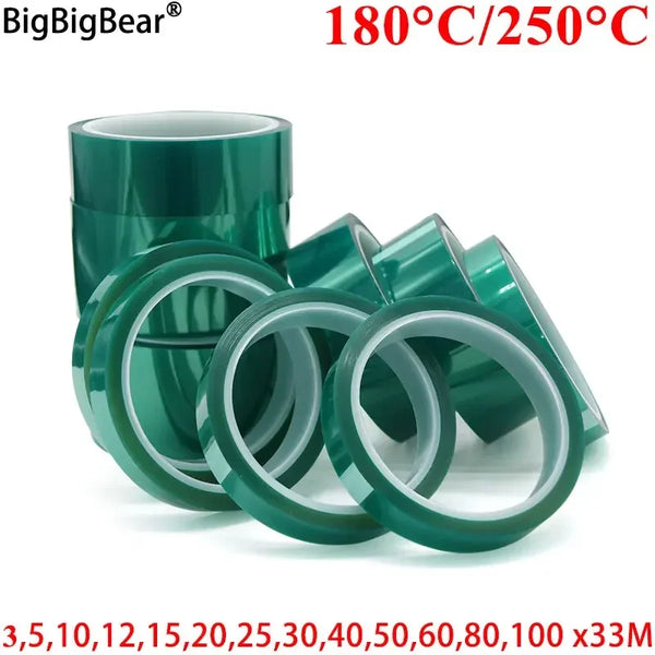 PET Film Tape 3mm ~ 100mm Green High Temperature Heat Resistant PCB Solder SMT Plating Shield Insulation Protection