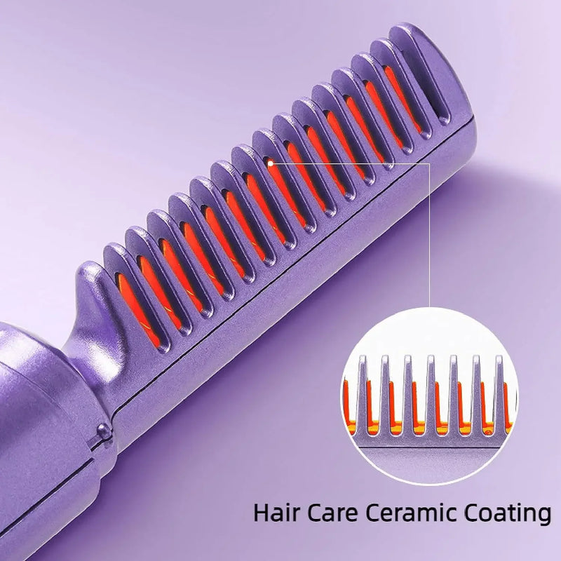 2 In1 Wireless Professional Hair Straightener Curler Comb Fast Heating Negative Ion Straightening Curling Brush Styling Tools