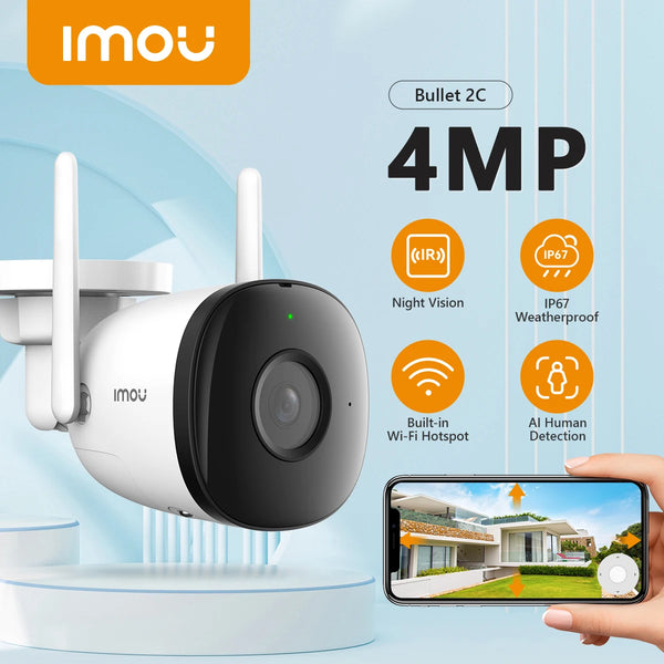 IMOU Outdoor Bullet 2C 4MP Wifi Camera Weatherproof AI Human Detection Outdoor Surveillance ip Camera