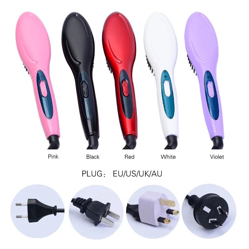 New Professional Electric Hair Straightener Comb Hair Brush Straightening Irons EU/ US/ UK/AU Plug