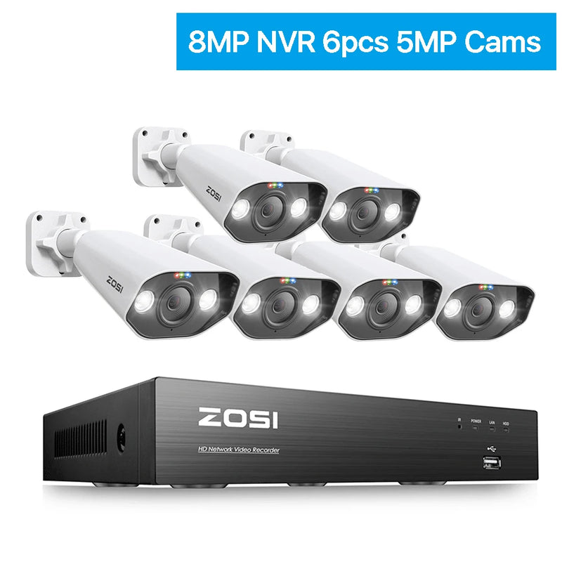 ZOSI 8CH POE Video Surveillance Kit 4K 8MP 5MP Super HD Outdoor IP Cameras AI Starlight Night Vision CCTV Security Camera System