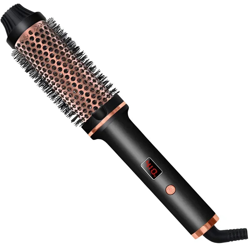 3 In 1 Ionic Hair Curler Straightener Professional Curling Iron Heated Hair Styling Brush Anti-Scald Thermal Brush Curl Wand