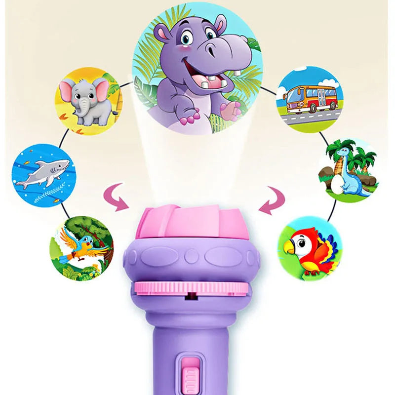 9 Cards Cartoon Projection Flashlight Multiple Patterns Creative Children Flashlight Toy Projector Baby Toys Bedtime Story Book