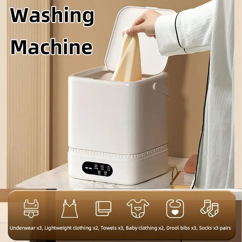 5L Mini Automatic Washing Machine,Energy Saving,Portable Electric Home Dormitory Underwear Elution Washer,LCD Screen,Blue Light