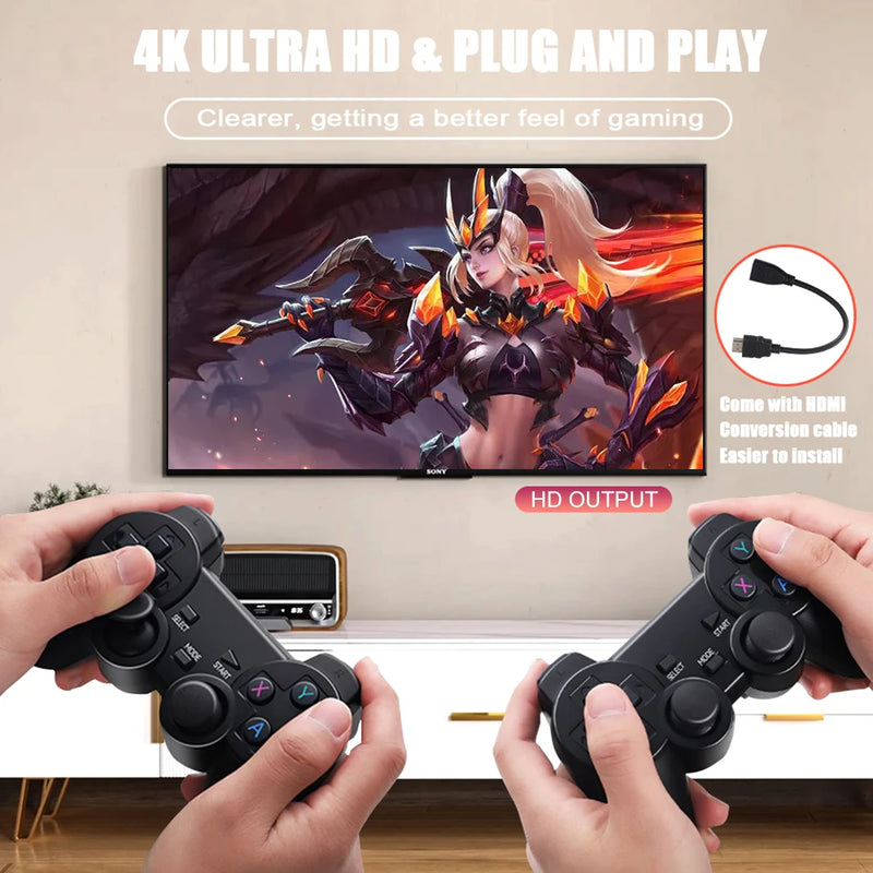 M8 Plus 256G 40000+ Games Video Game Console 2.4G Wireless Controller Emuelec 4.3 System 4K HD Retro Game Stick for PS1/GBA/N64