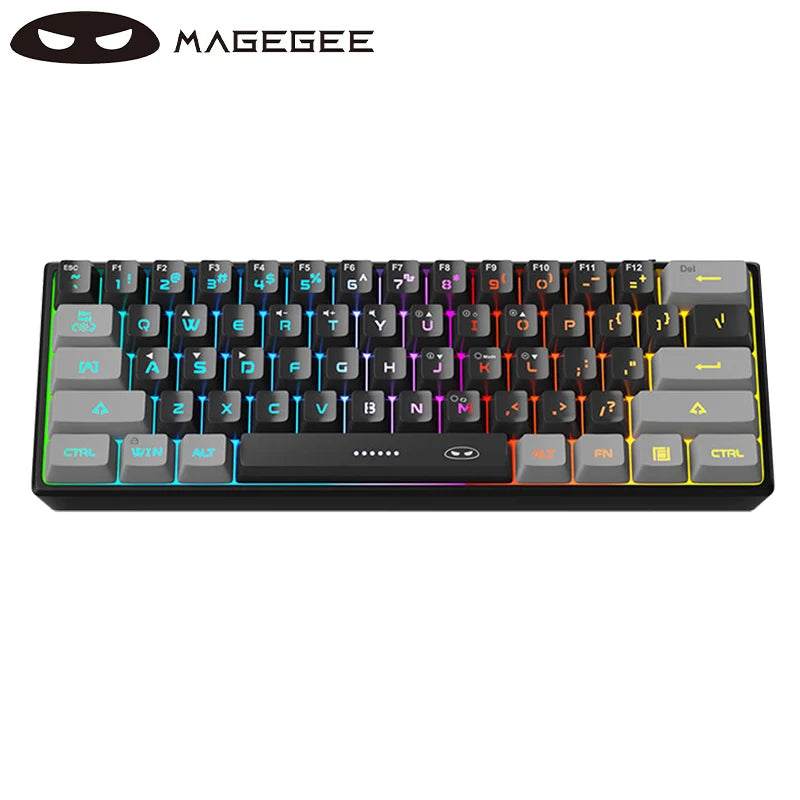 MageGee TS91 60% Mini Membrane USB  Keyboard, 61 Key Wired RGB Backlit Gaming Office Computer Keyboard for Windows/Mac