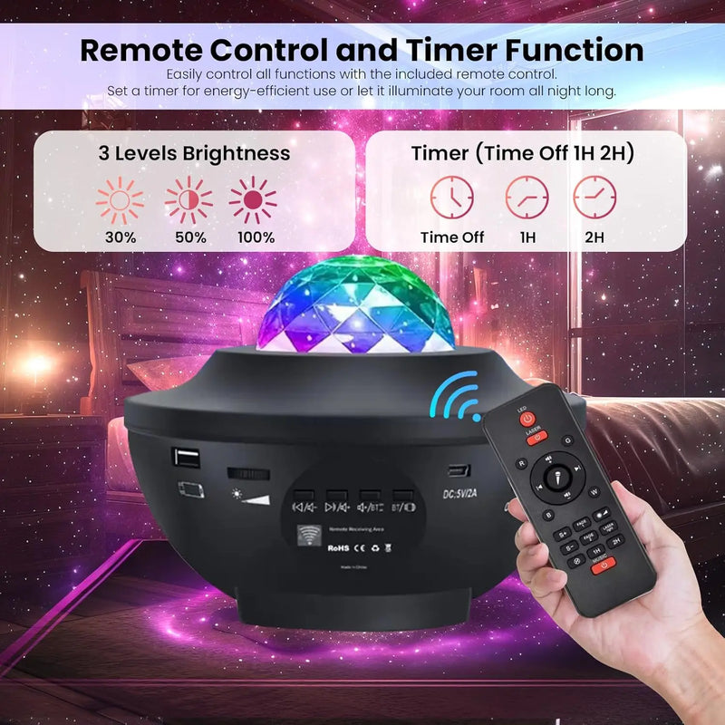 Star Projector Galaxy Projector Night Light Sky with Remote Control LED Nebula Cloud Music Moving Ocean Wave for Bedroom Game