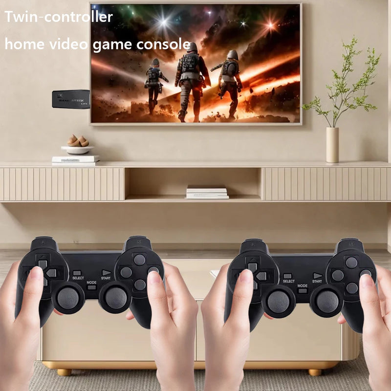 Video Game Sticks M8 Console Game Stick 2.4G Dual Wireless Controller Retro Games Console 10000+ 64G Retro Game Christmas Gift