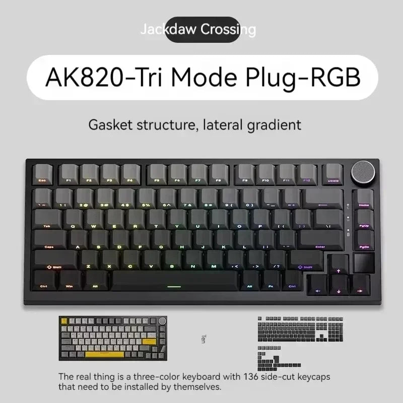 AJAZZ AK820 Pro Mechanical Keyboard Three Mode Wireless Multifunctional Knob Custom Screen Gaming Keyboard Gaming Accessories