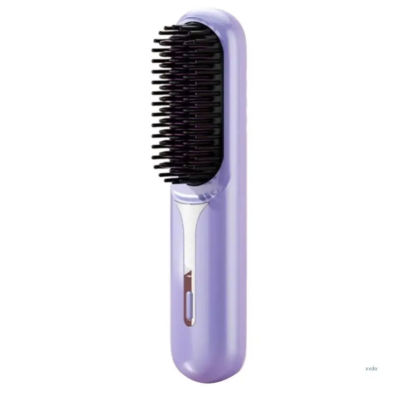 Travel Friendly Cordless Hair Straightener Brush With Adjustable Temperature Rechargeable Styling Comb Fast Heating