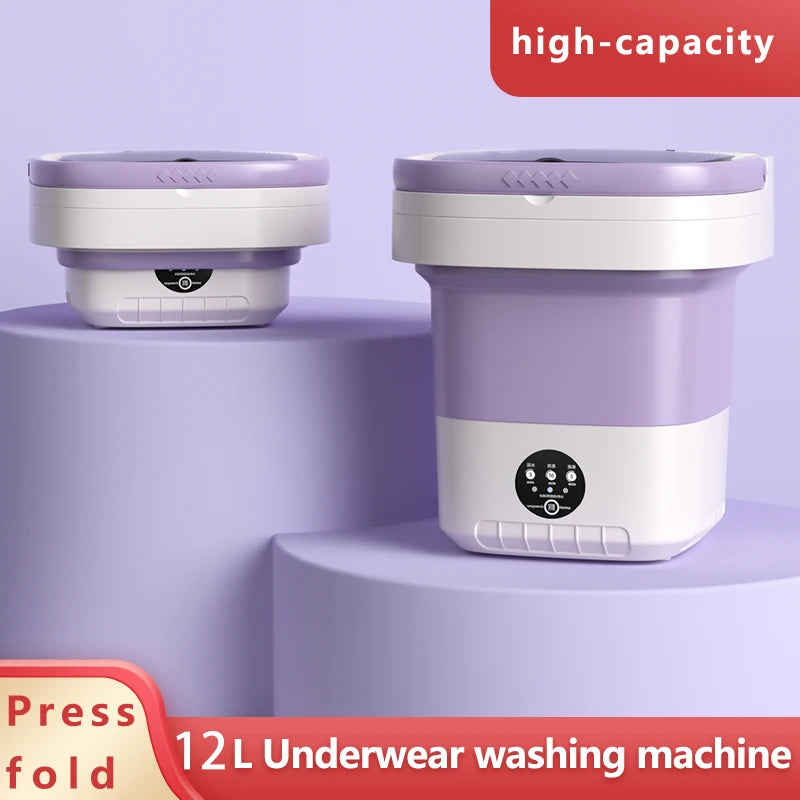 Portable folding washing machine 12L elution all-in-one washing machine student dormitory home washing underwear