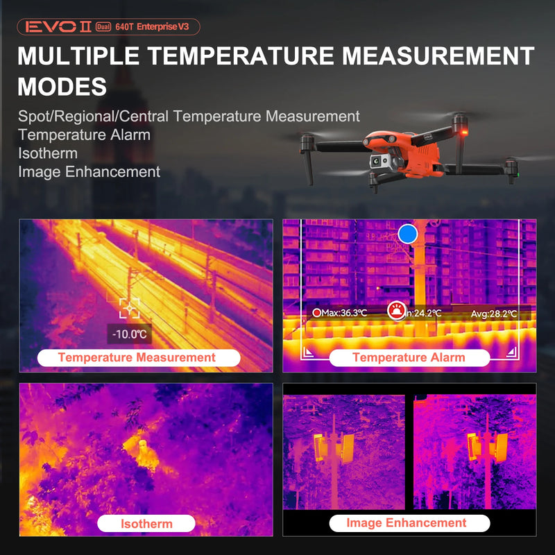 Autel Robotics EVO II Dual 640T Enterprise Bundle 1/2"CMOS Sensor UAV 6x Digital Zoom&3x Lossless Zoom for Public Safety Mapping