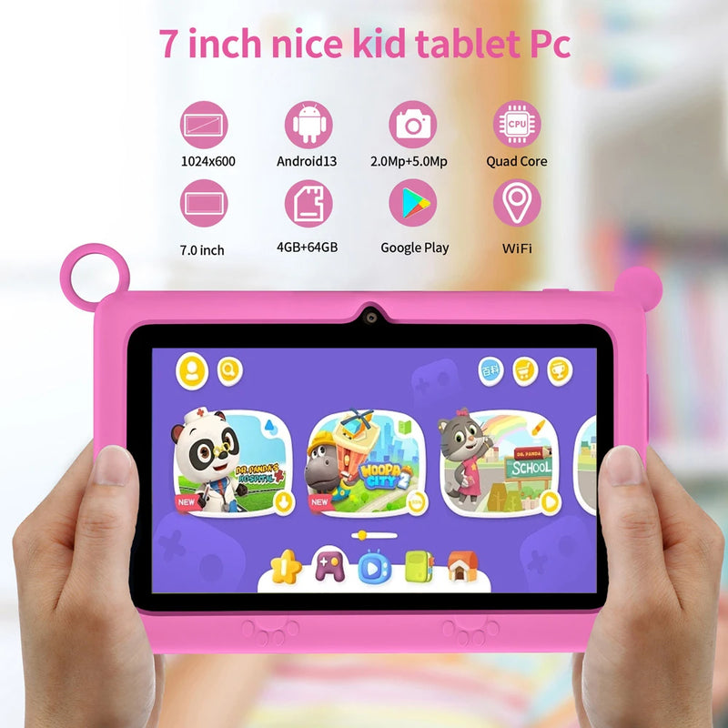 New version 7-inch mini Children's Tablet with 4GB RAM, 64GB ROM, Drawing and Learning, Android 13.0, 4000mAh PC Tablet